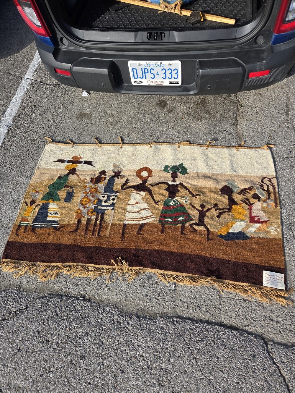 Vintage Tobenno Gallery Lesotho Mohair Tapestry Rug Handwoven African Folk Art 4